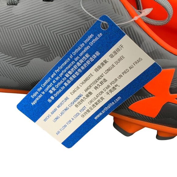 Under Armour Spotlight DL FG Soccer Cleat Shoes Mens Color Grey Orange Size 11 - Picture 12 of 14